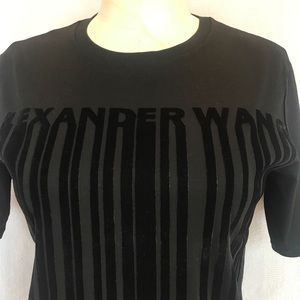 Alexander Wang flocked black velvet sh sl tshirt